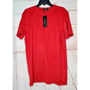 Gold Leaf Large Red Suede Feel Designer Short Sleeve Shirt